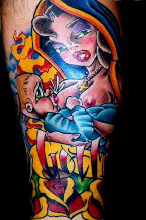 Josh Woods - baby jesus and mother mary got milk tattoo